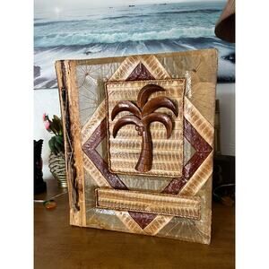 Handmade Palm Tree Photo Album Vintage Style Natural Materials 14x12